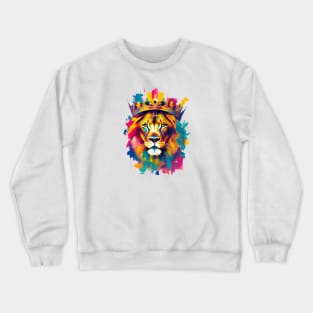 Colorful lion painting Crewneck Sweatshirt